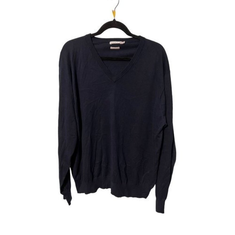 Peter Millar Navy Blue Cotton and Cashmere Blend Pull Over Sweater Size Large